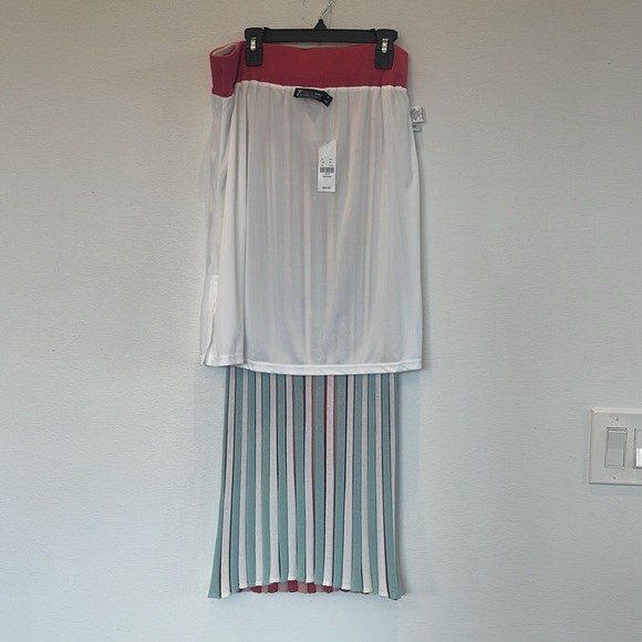 NWT New York & Co Long/Maxi Length Skirt Pink / Green Stripe Pattern Size M - Picture 6 of 12